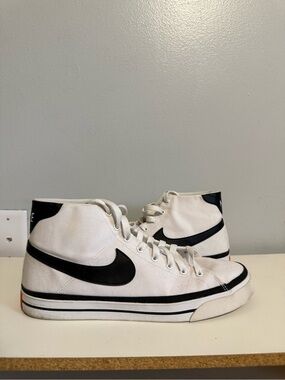 Nike White and Black High-Top Canvas Sneakers